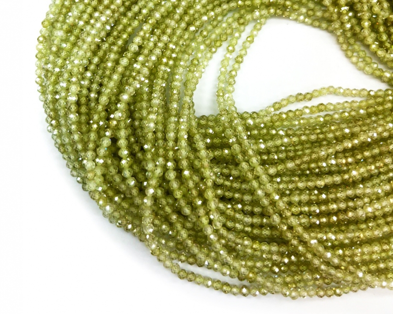 Бусины Циркон натуральный ювелирной огранки размер 2мм цвет зеленый Зеленый