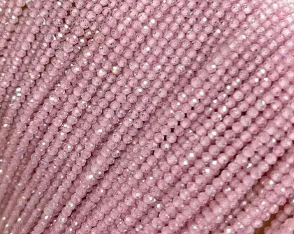 Бусины Циркон натуральный ювелирной огранки размер 3мм цвет розовый Розовый