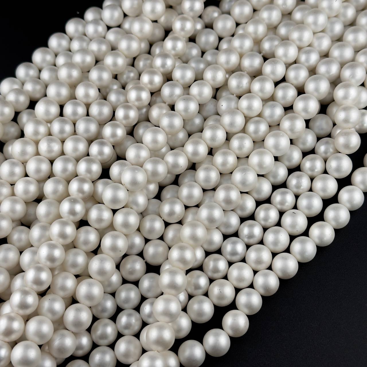 Бусины майорка матовая цвет белый размеры 4мм 6мм 10мм 16мм